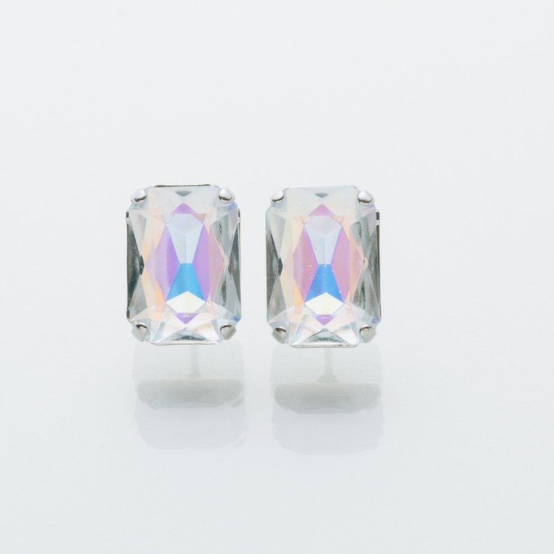 Aurora Clear 14*10 Stud Earrings - 耳环/耳夹 - 玻璃 透明