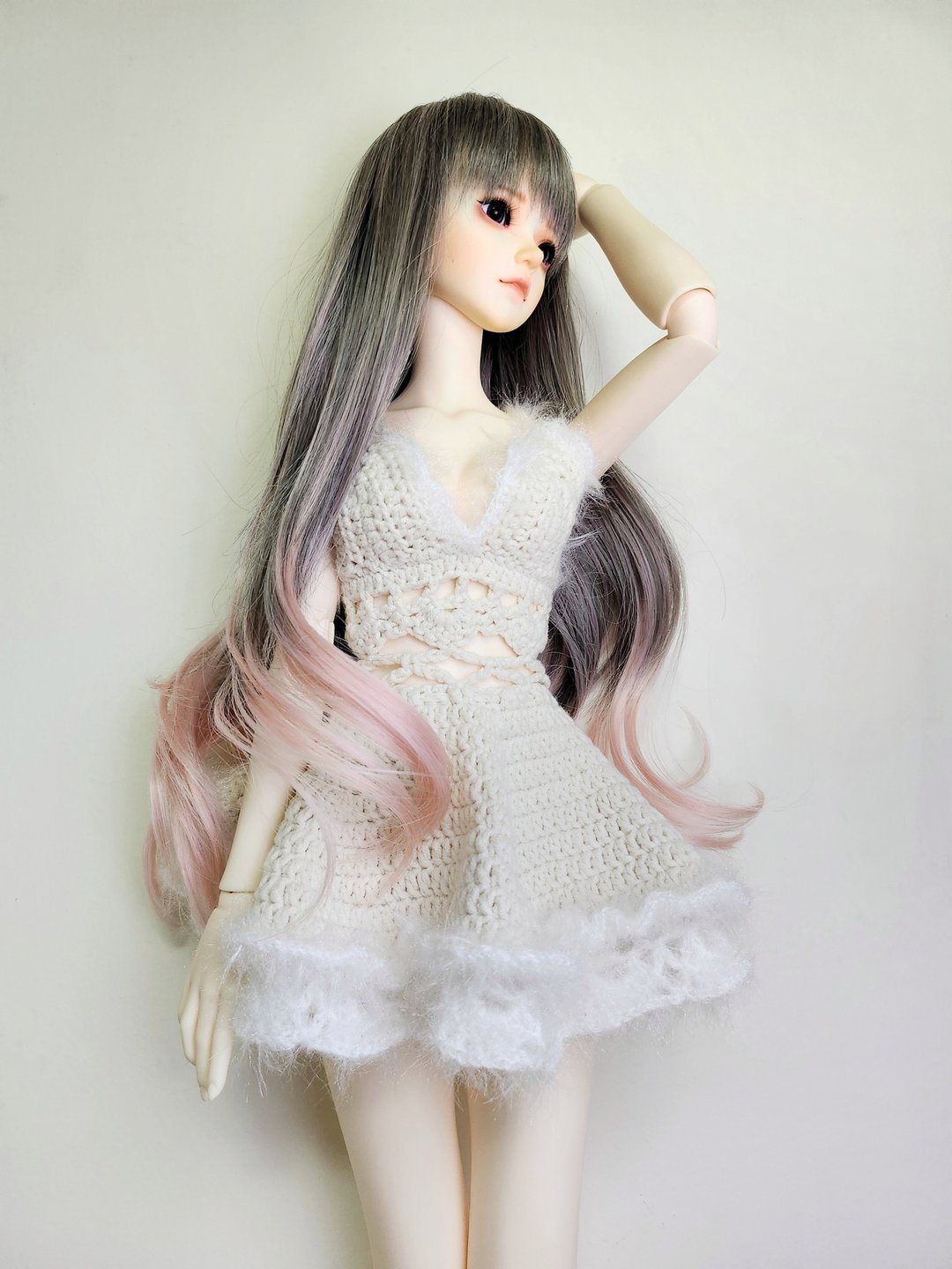 BJD人偶 钩针连身裙 球形关节人偶衣服 - 玩偶/公仔 - 棉．麻 白色