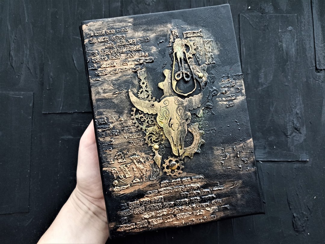 蒸汽庞克魔法书空白手作笔记本 哥德风机械风格 - 笔记本/手帐 - 纸 黑色