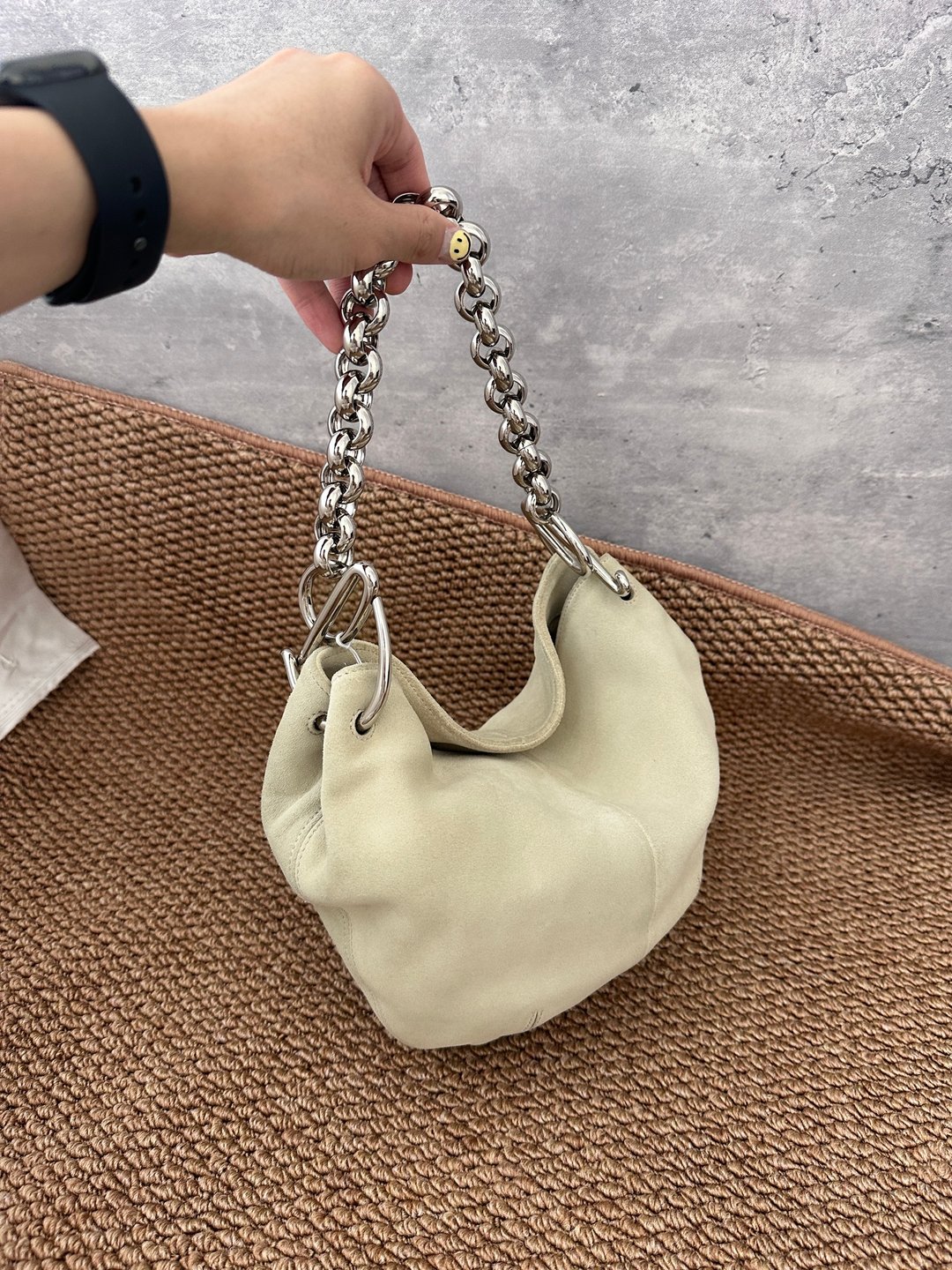 中古包 Loewe 罗意威 牛奶白色 Hobo 包 - 手提包/手提袋 - 真皮 白色
