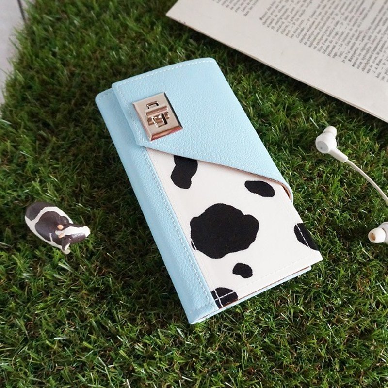 iPhone7 / 6 / 6S ◆ cattle ◆ notebook type Sumahokesu [White × Light Blue] - 手机壳/手机套 - 防水材质 蓝色