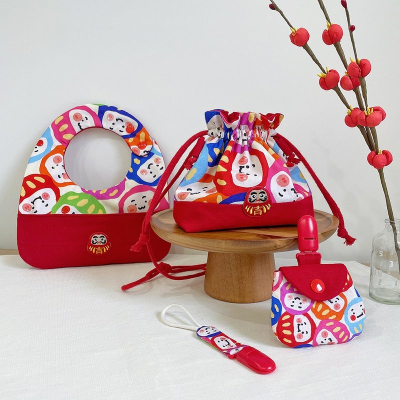 过年系列商品・口水巾・抓周・周岁 - 围嘴/口水巾 - 棉．麻 红色