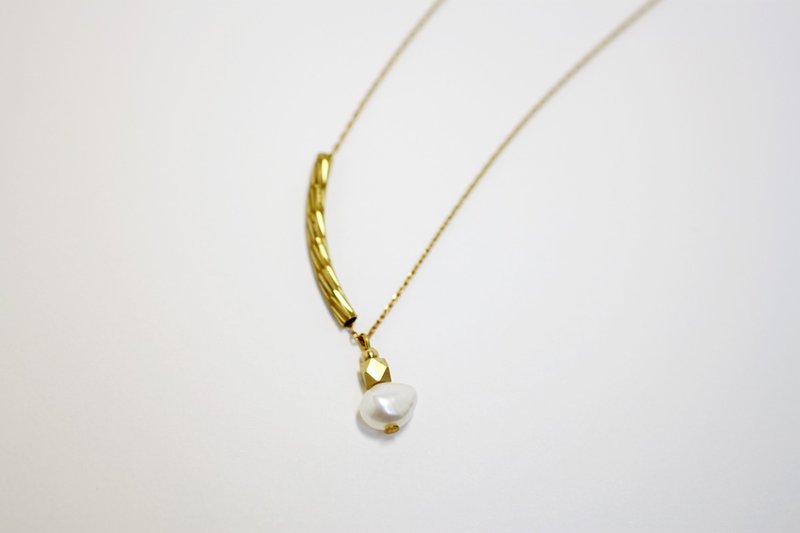 音符♪ 珍珠黄铜几何造型项链 - 锁骨链 - 其他金属 蓝色