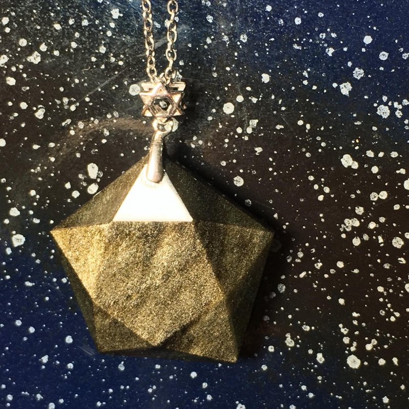 【Lost and find】中性 天然石 金曜石 六芒星 魔法印记 项链 - 项链 - 宝石 黑色