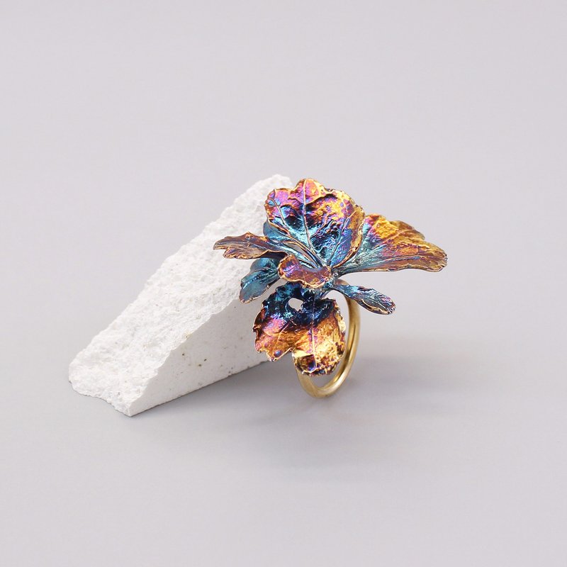 芹叶福禄桐叶 纯银戒指 镀金戒指 三色 - 戒指 - 纯银 蓝色