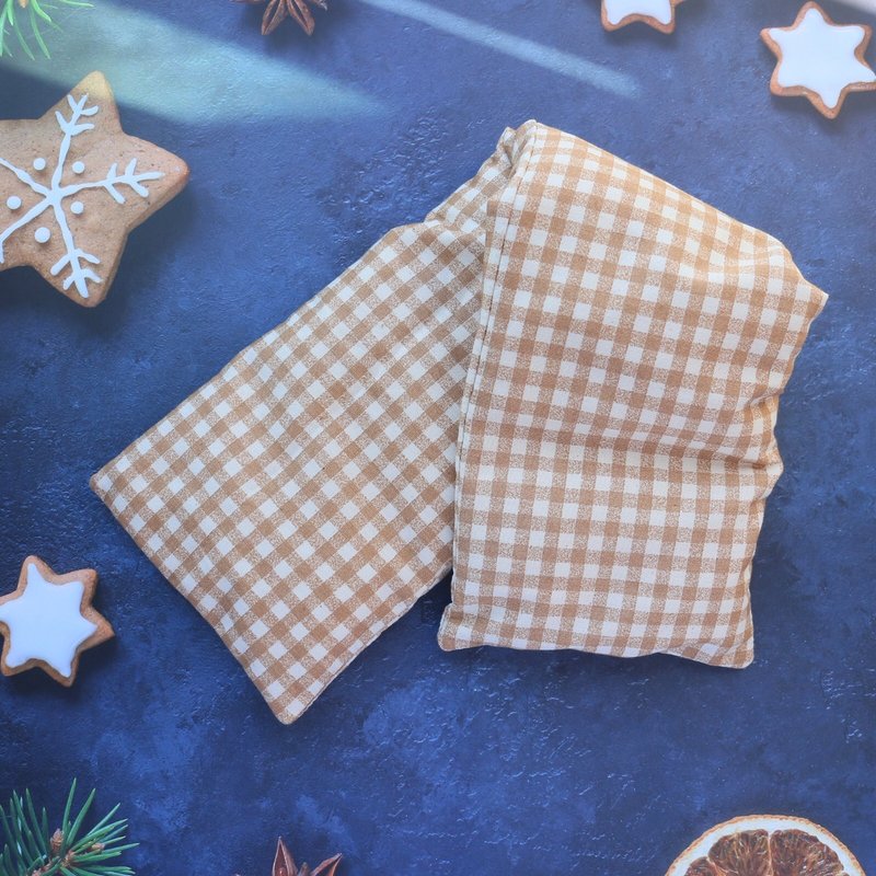 【燕麦格纹】热敷眼罩 万用 肩用热敷垫  多种香气可选 - 其他 - 棉．麻 卡其色