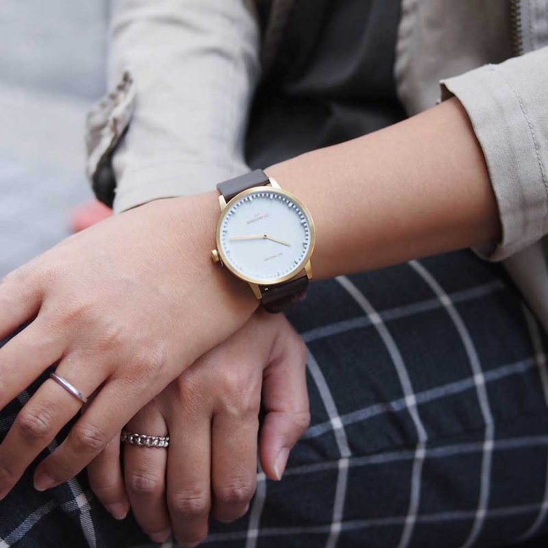 LEFF Amsterdam北欧工业齿轮设计真皮腕表40mm黄铜金x咖啡皮表带 - 男表/中性表 - 其他金属 