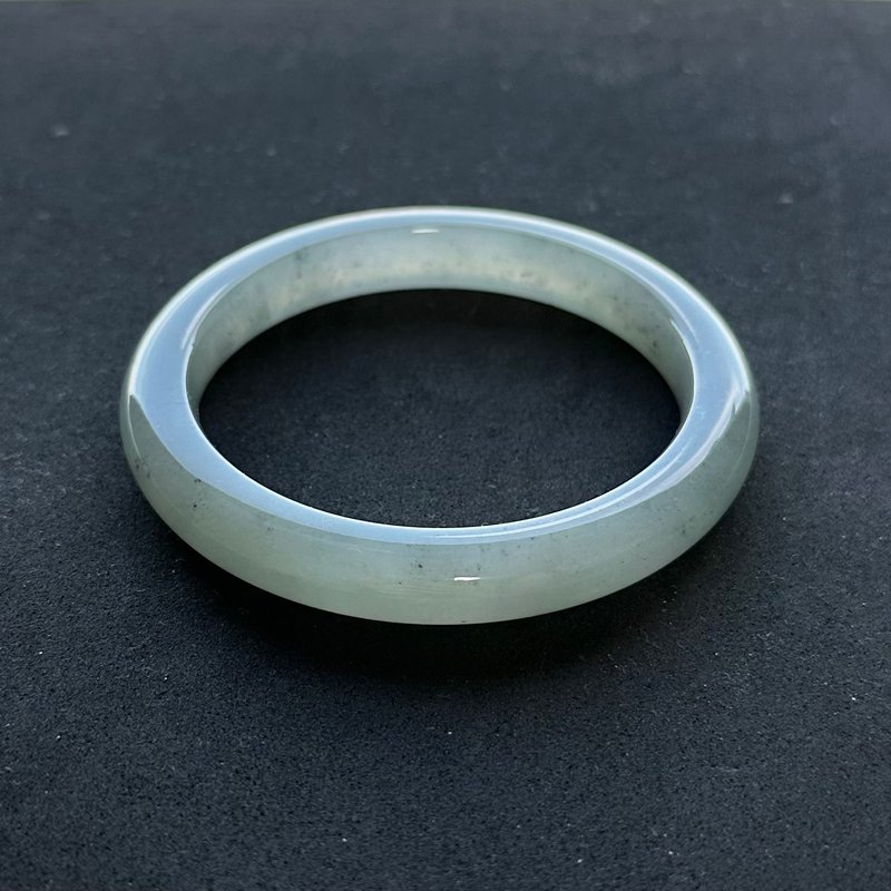 天然A货翡翠手镯 冰川蓝乌鸡翡翠 正圈/平安 厚妆手镯  56.7圈口 - 手链/手环 - 玉石 蓝色