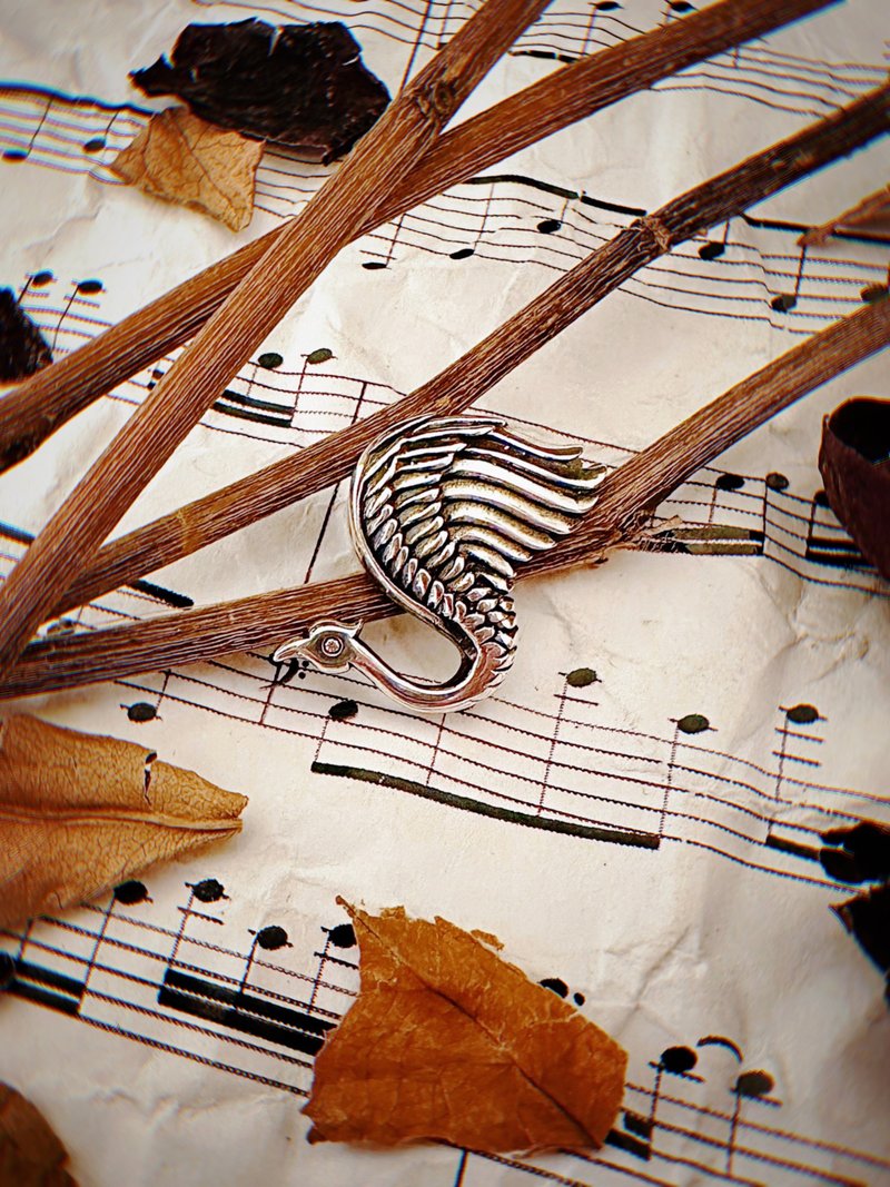 【动物系列】天鹅swan 925纯银 坠子(不含链) - 项链 - 纯银 银色