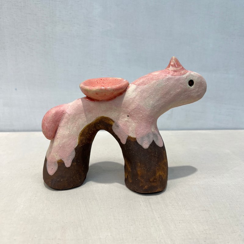 陶艺手捏小马*草莓巧克力酱*独角兽 - 摆饰 - 陶 粉红色