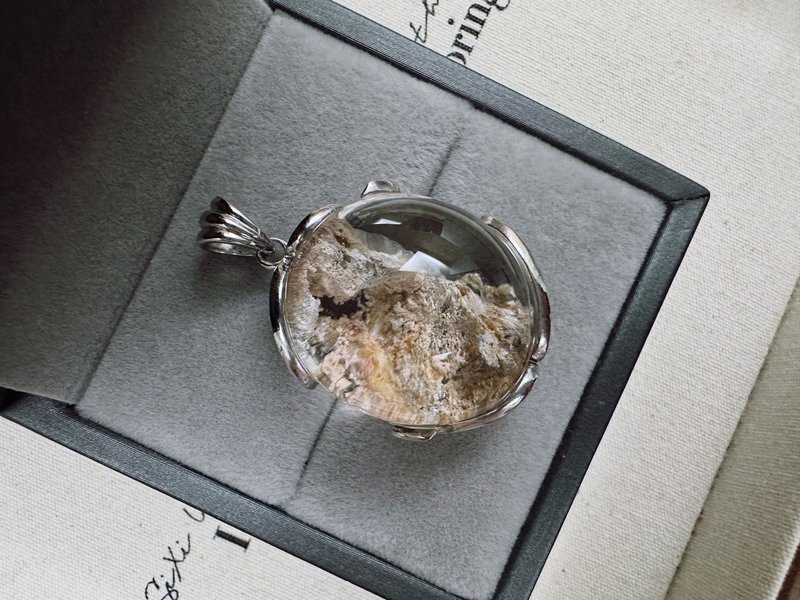 粉铁矿水晶白铜吊坠-柔光中盛开的暖色能量 - 项链 - 水晶 