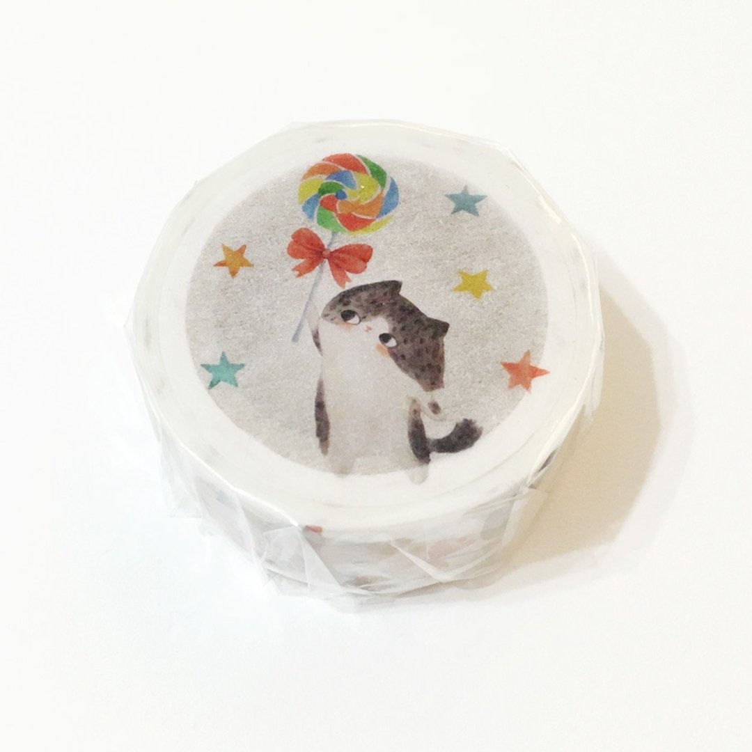 猫咪纸胶带 20mm - 糖果 - 纸胶带 - 纸 白色