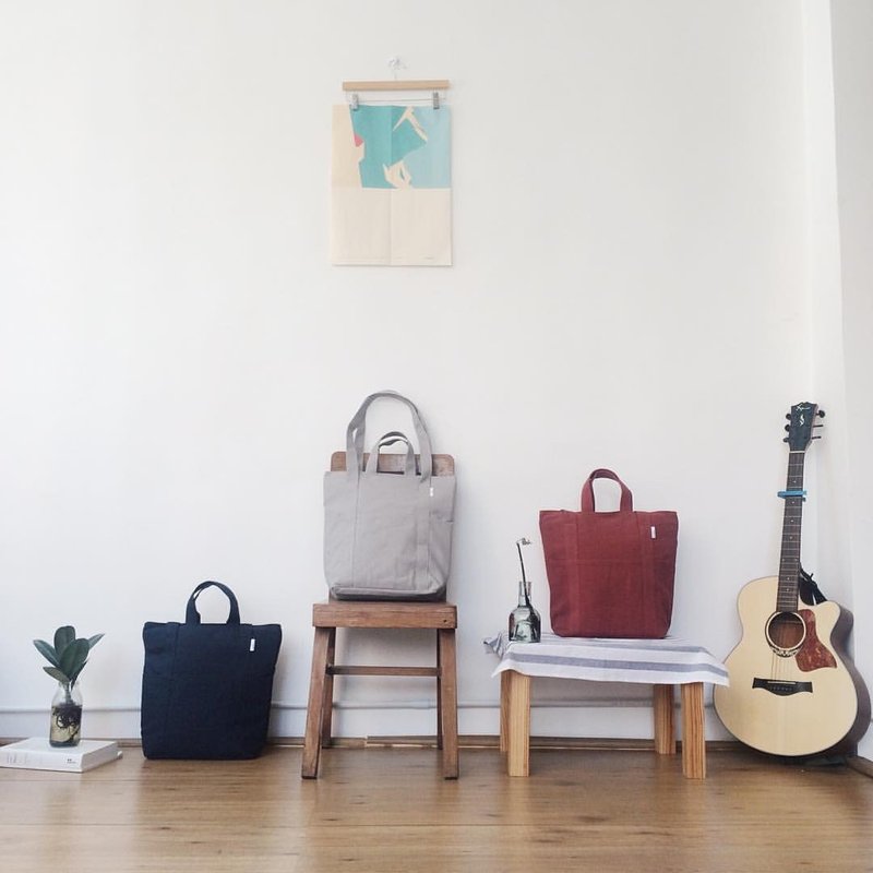 4WAY BAG 多功能帆布包|斜背|上肩| - 侧背包/斜挎包 - 棉．麻 红色