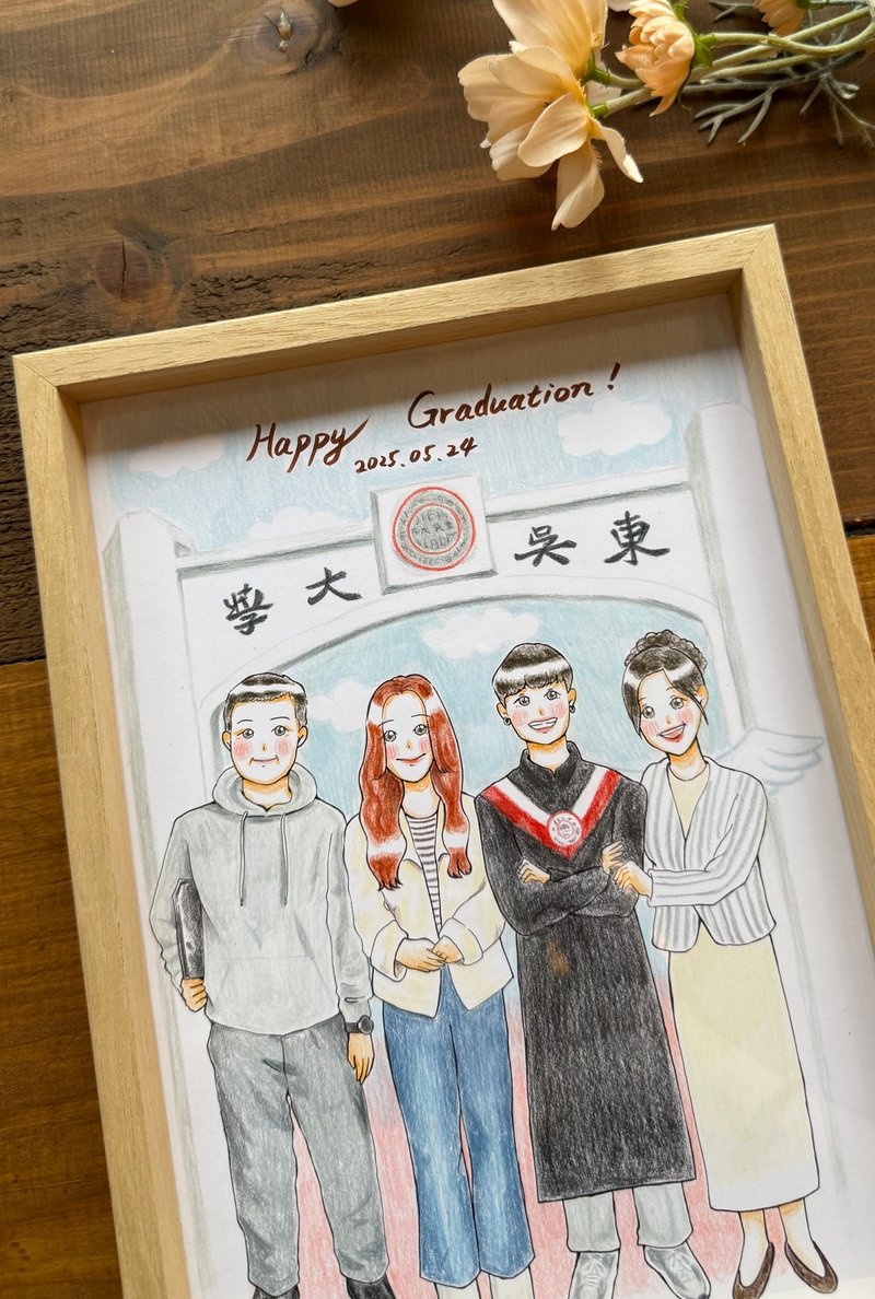 珍珍似颜绘-全家福、毕业礼物、情人节、生日 - 订制画像 - 纸 