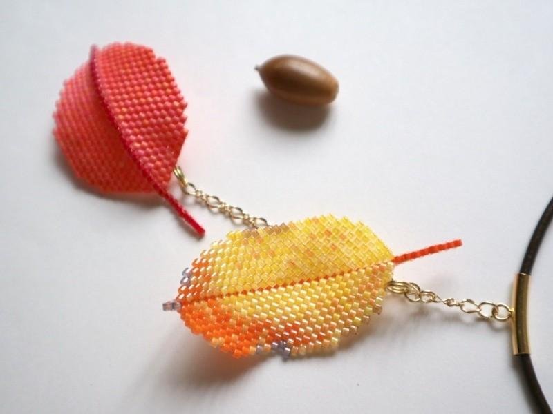 Autumn Cherry Blossom Necklace Yellow Leaf Leaf Real Autumn Leaves Maple Colorful Yellow Orange Forest Miscellaneous Tree Forest Sakura Sakura Pendant Landscape Travel Chidorigafuchi Tokyo - 项链 - 玻璃 黄色