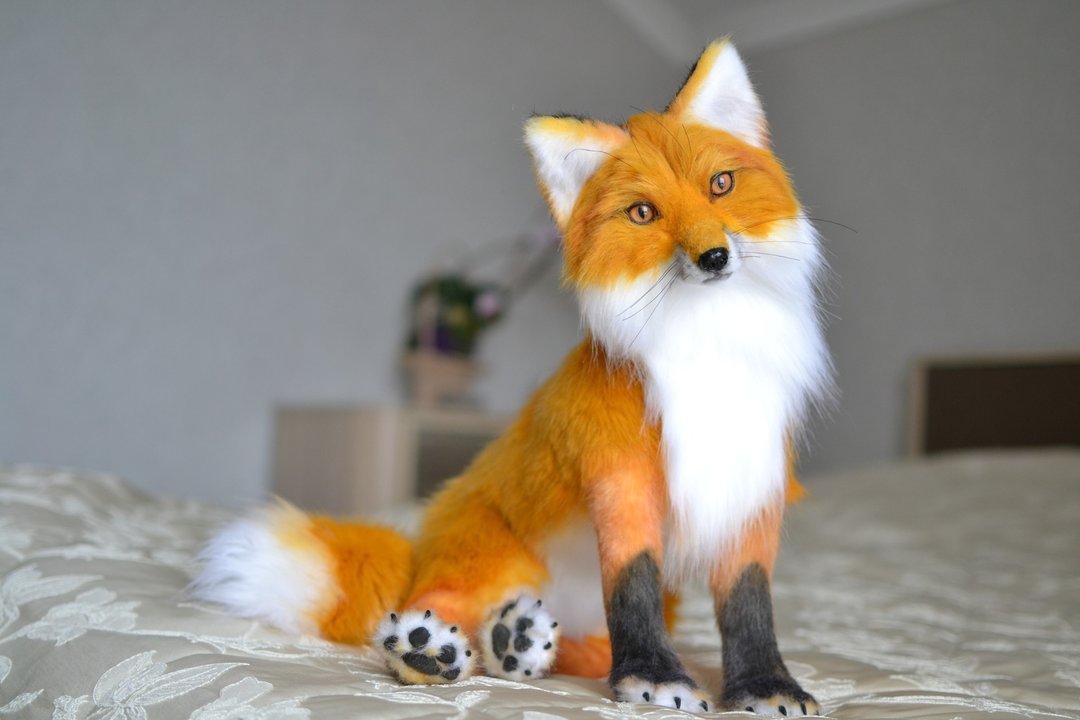 Realistic plush toy Red Fox - 玩偶/公仔 - 其他材质 橘色