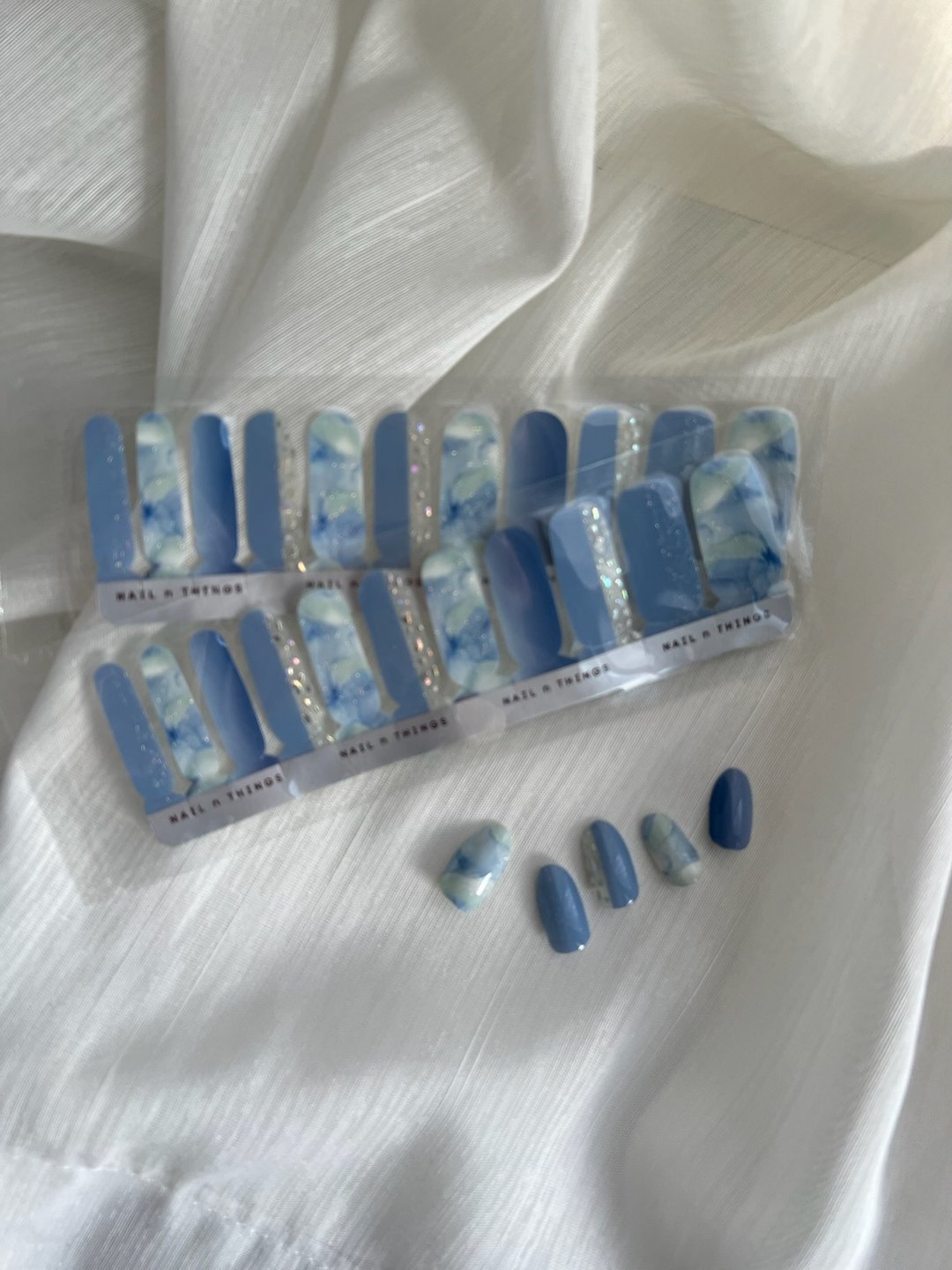 NEW! 冰霜 Frozen Ice ND35 -独家设计凝胶甲贴 - 指甲油/指甲贴 - 纸 蓝色