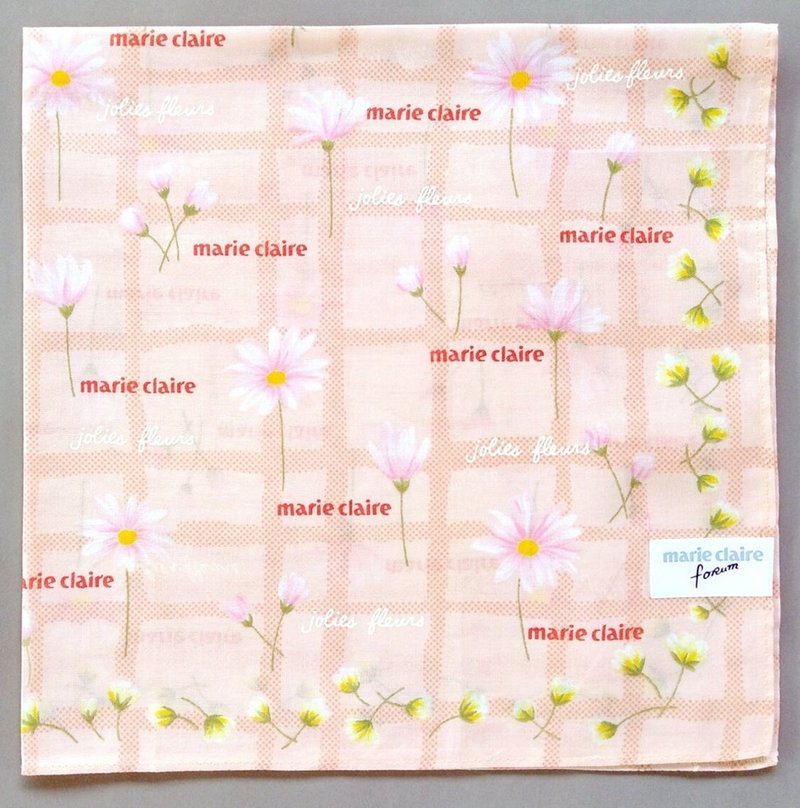 Marie Claire 复古手帕 印花雏菊 18 x 17.5 英寸 - 手帕/方巾 - 棉 粉红色
