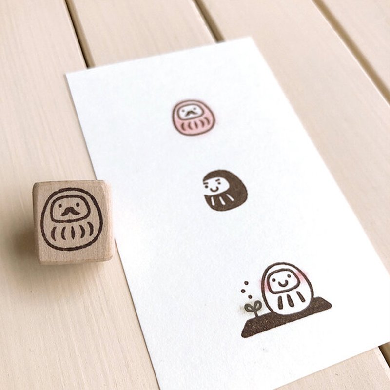 Bean Daruma A Fuku New Year Lucky Stamp Stamp Hanko stamp - 印章/印台 - 橡胶 