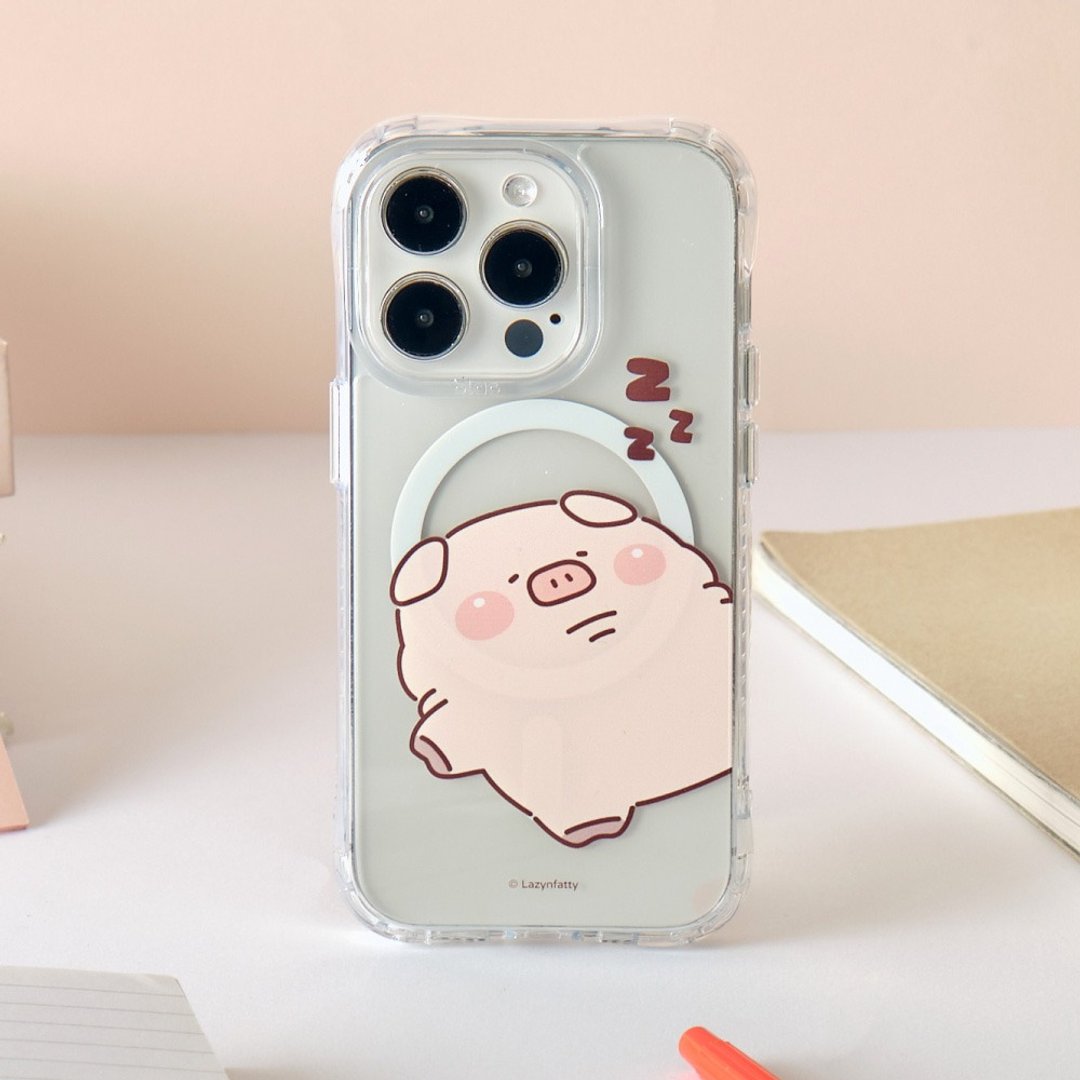 胖才可爱爱困肉呆抗黄防摔MagSafe iPhone手机壳 - 手机壳/手机套 - 塑料 透明