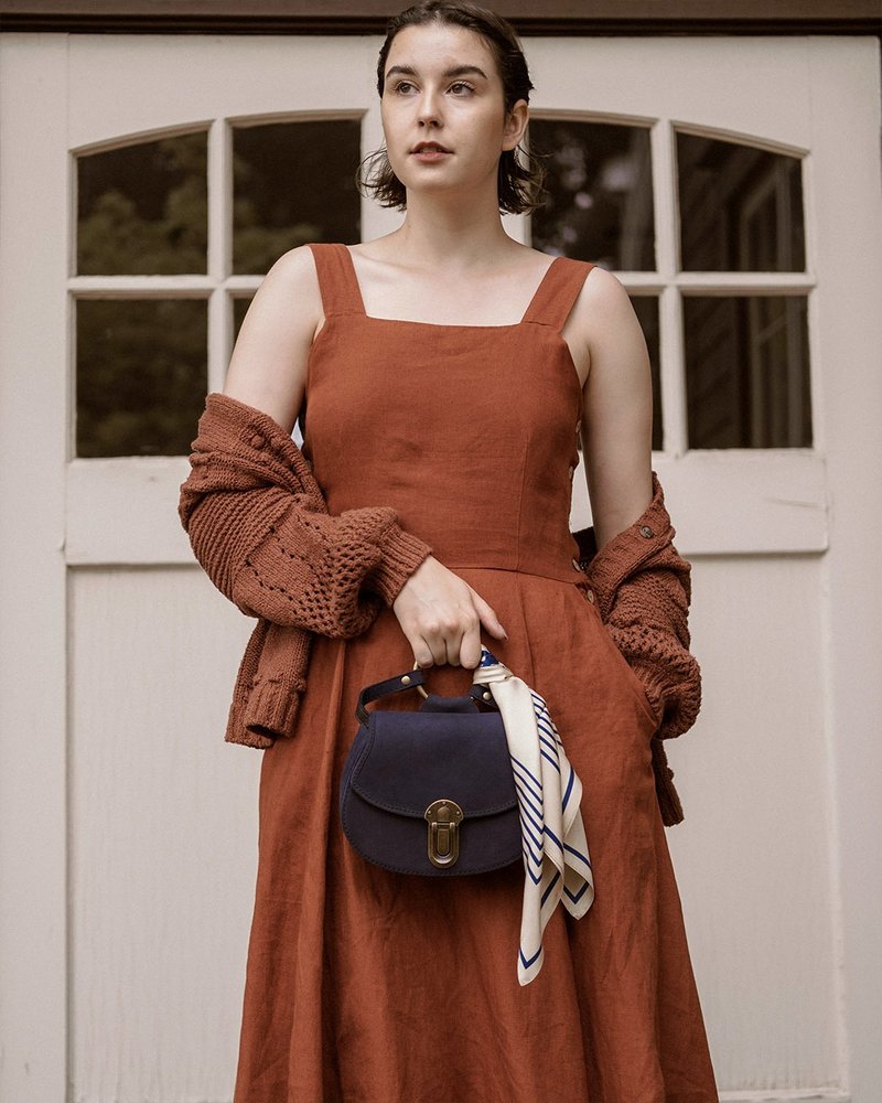 Amanda 海军蓝色绒面皮革斜挎包 - 侧背包/斜挎包 - 真皮 蓝色