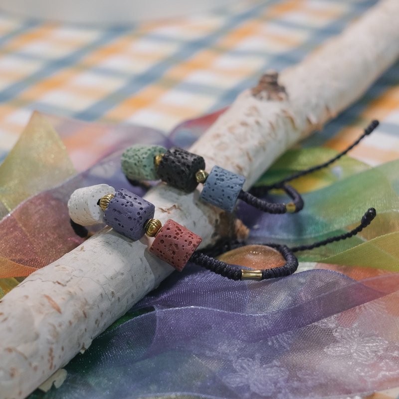 == 混色编织手环== 【火山石】 - 手链/手环 - 蜡 