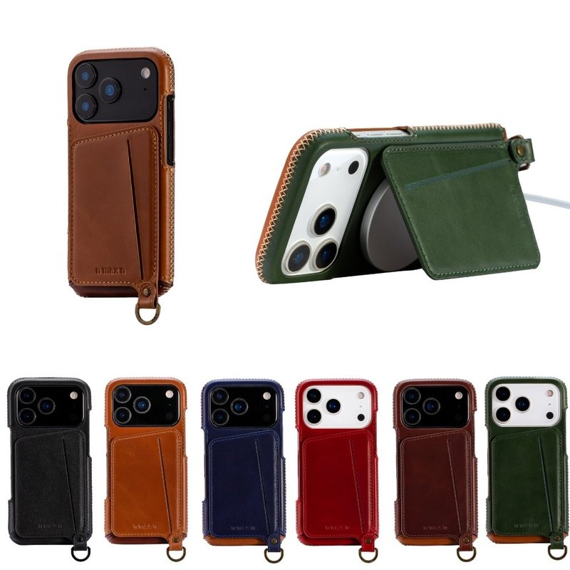 iPhone 17 Pro 经典系列-磁吸站立卡袋手机皮套-六色任选 - 手机壳/手机套 - 真皮 多色