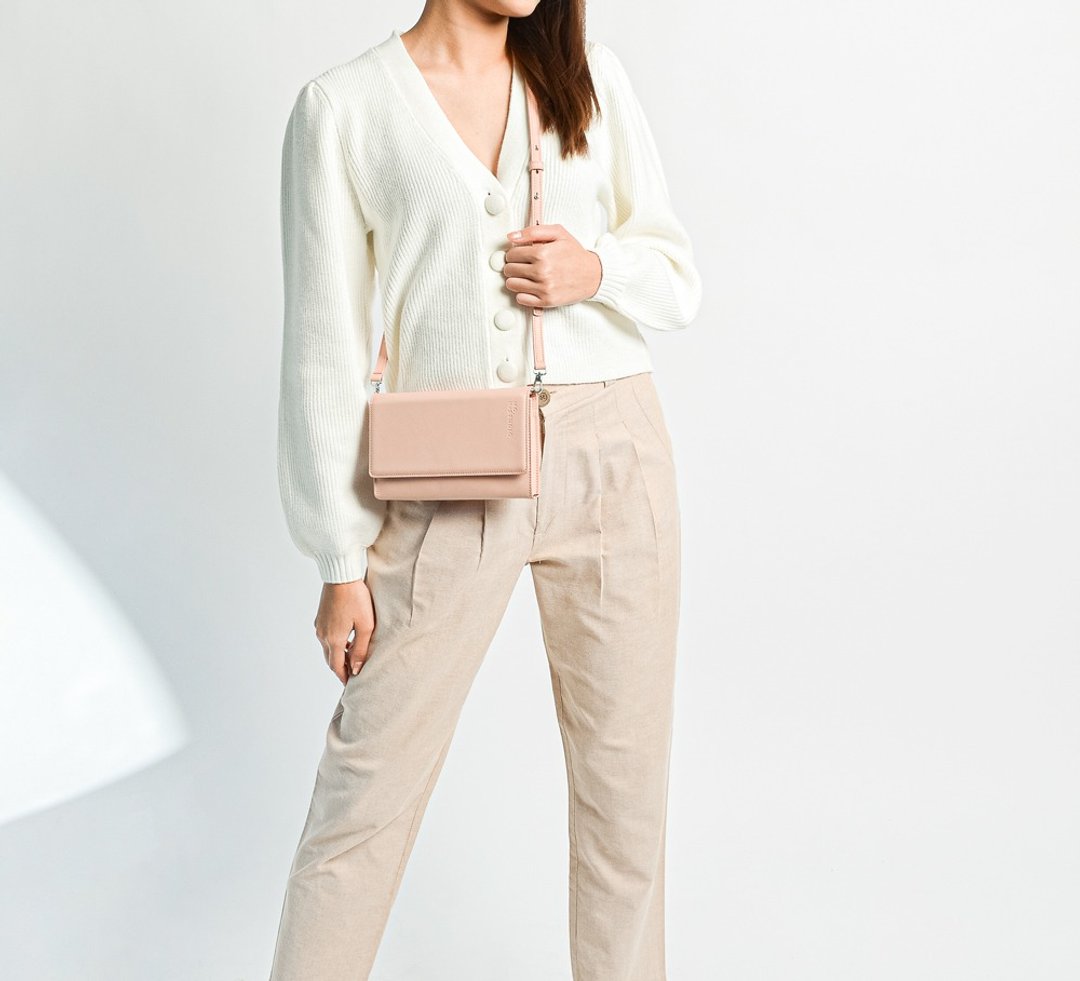 Mini Mo. Travel Wallet Pale French Pink - 皮夹/钱包 - 真皮 粉红色