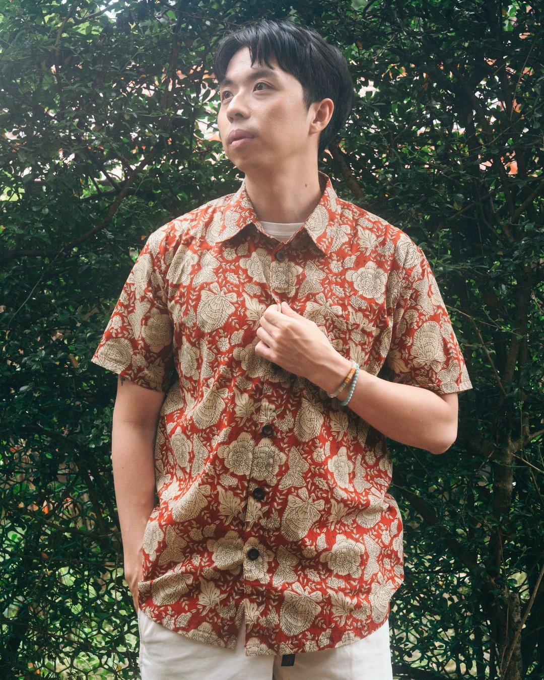 印度盖染工艺纯棉 男生衬衫 － 牡丹花红 - 男装衬衫 - 棉 多色