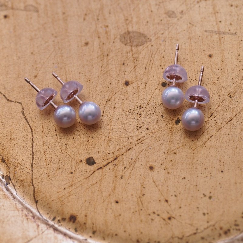 日本AKOYA 4.5mm 天然海水珍珠10K金耳环 Seawater Pearl Studs - 耳环/耳夹 - 珍珠 白色