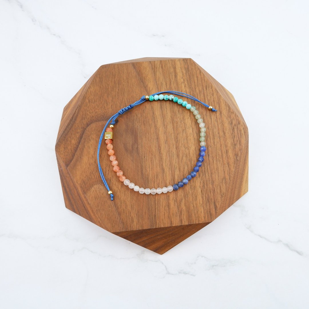 Multi round stone Slider Bracelet For born on Friday - 手链/手环 - 石头 多色