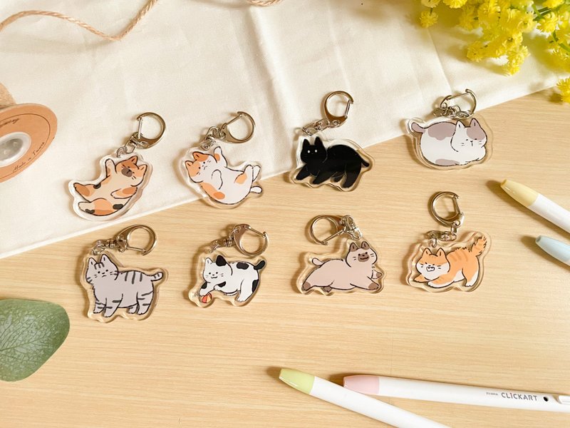 压克力吊饰-猫猫大集合 - 钥匙链/钥匙包 - 塑料 多色