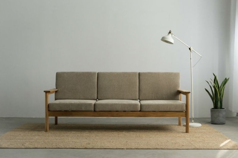 熹山工房-设计家具-布沙发-可拆洗-柚木家具-靠背沙发-三人沙发 - 椅子/沙发 - 木头 咖啡色