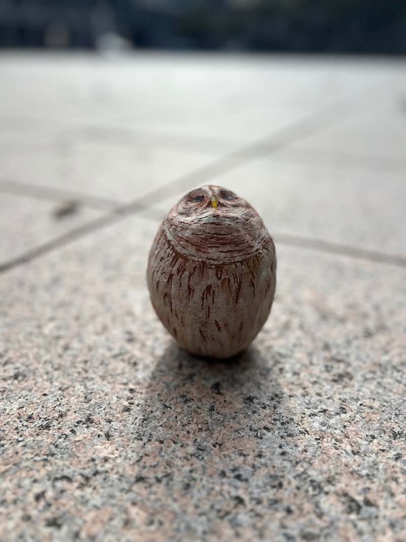 抬头猫头鹰 手绘陶 H11cm - 玩偶/公仔 - 陶 