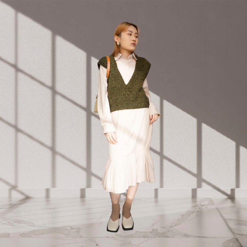 森女复古乡村田园植物风 秋冬手织外搭上衣 毛衣马甲背心 - 女装针织衫/毛衣 - 棉．麻 绿色