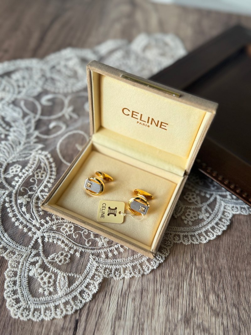 中古正品 Celine 马蹄形袖扣 袖口钮 西装配饰 结婚礼物 毕业礼物 - 袖扣 - 其他金属 银色