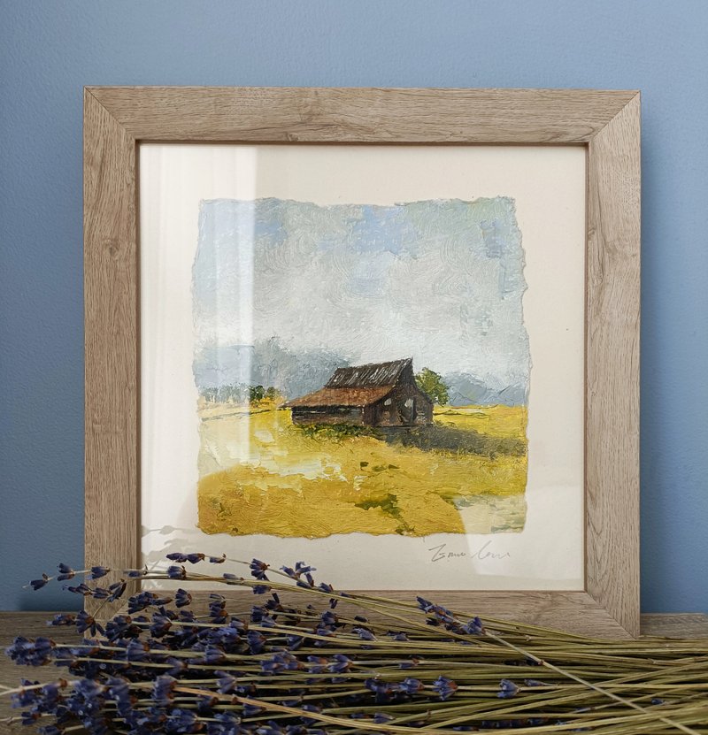 法国山岚小屋油画创作. - 画框/相框 - 木头 卡其色