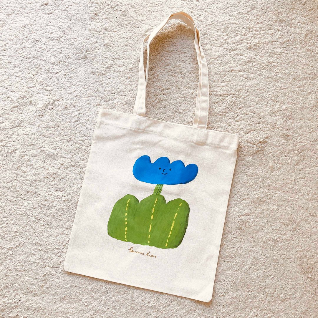插画设计包袋 - 心花开插画帆布袋 Totebag - 手提包/手提袋 - 棉 白色