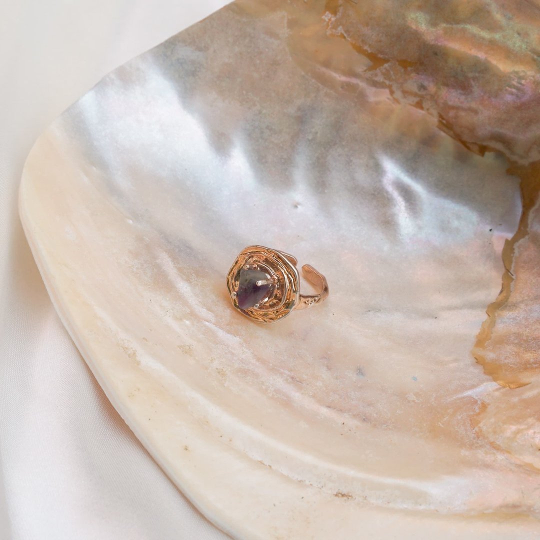 Sand wave stone ring - 戒指 - 铜/黄铜 