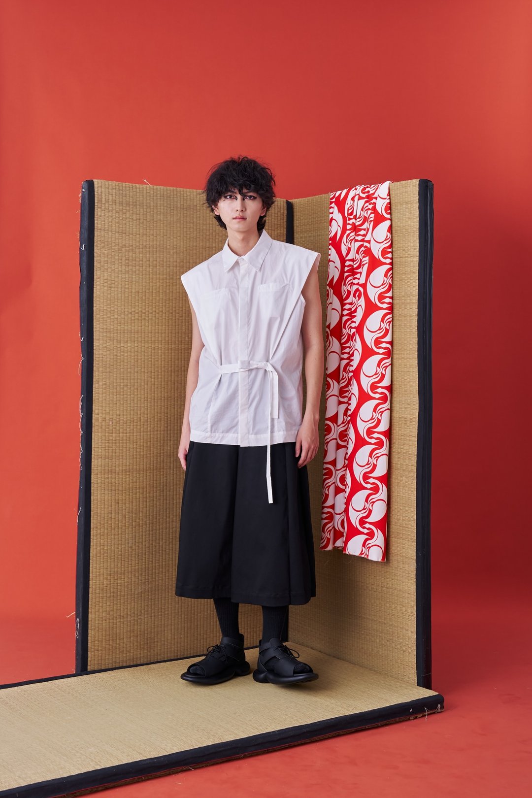 无袖衬衫/甚平/24AW-INF - 男装背心 - 棉 白色