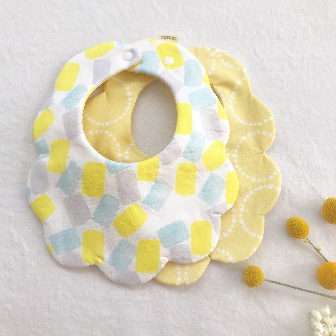 Little cloud bib / baby bib (summer fragment) - 围嘴/口水巾 - 棉 黄色