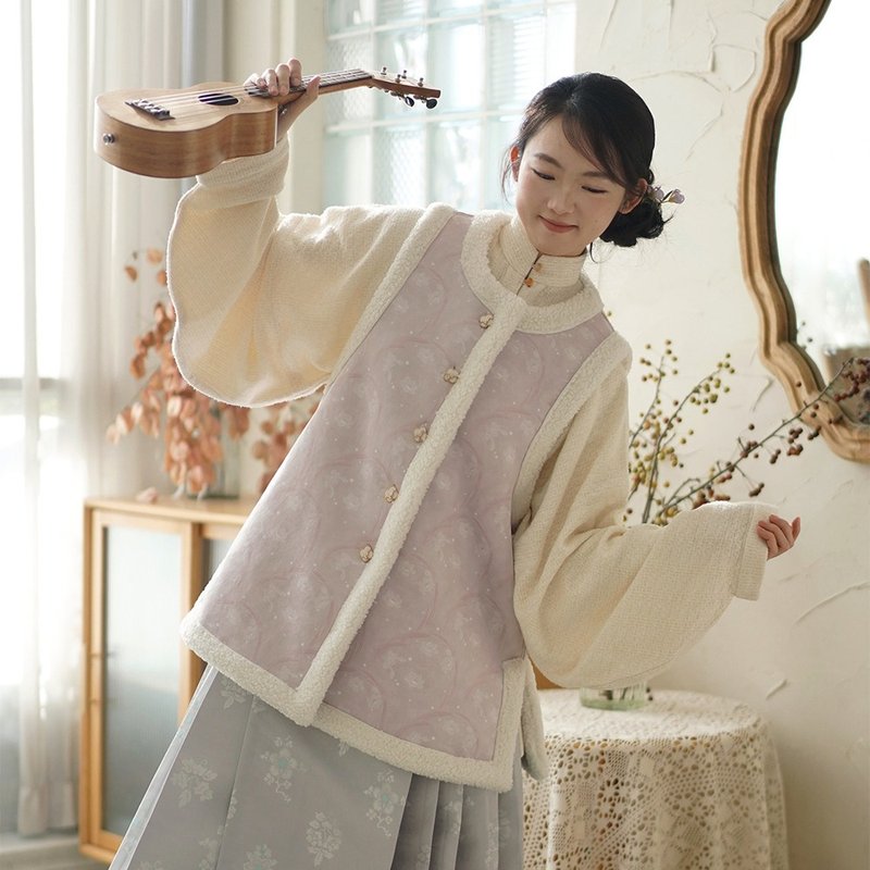 【凌波仙】新中式复古/双面可穿羊羔毛汉元素马甲 - 女装上衣 - 其他材质 多色