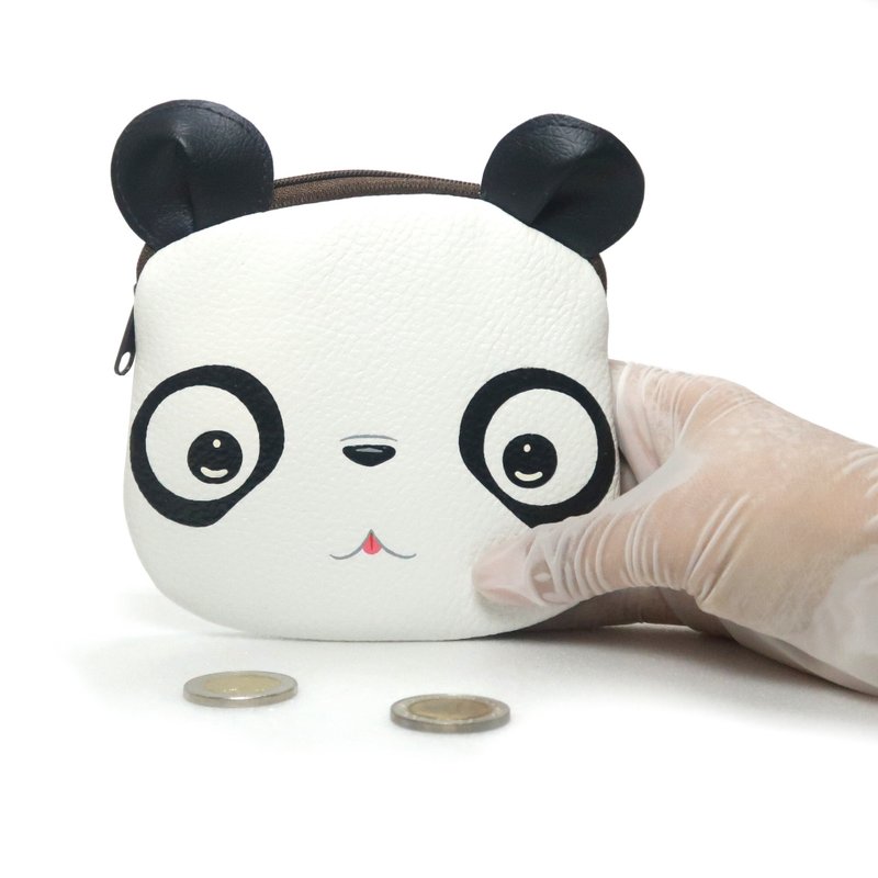 【雙11折扣】Panda coin purse ,small wallet bag with zip.various card pockets. - 零钱包 - 人造皮革 白色