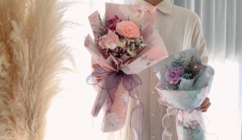 莫内花园油画风 康乃馨永生花束 干燥花永生花束 母亲节礼物 - 干燥花/捧花 - 植物．花 