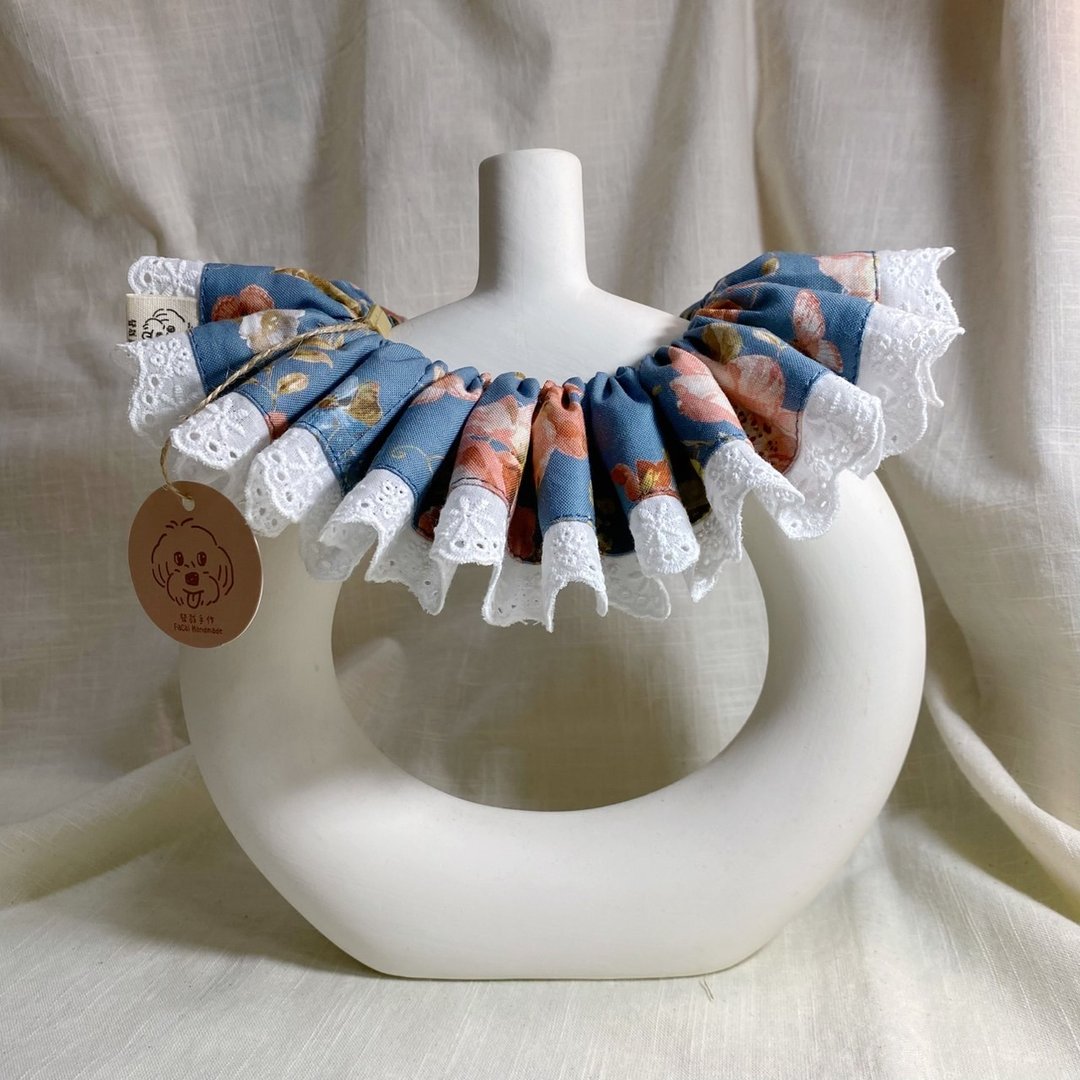 发裁手作。Facai Handmade 宠物领巾 缇花蕾丝小丑领_鸟语花香 - 衣/帽 - 棉 粉红色