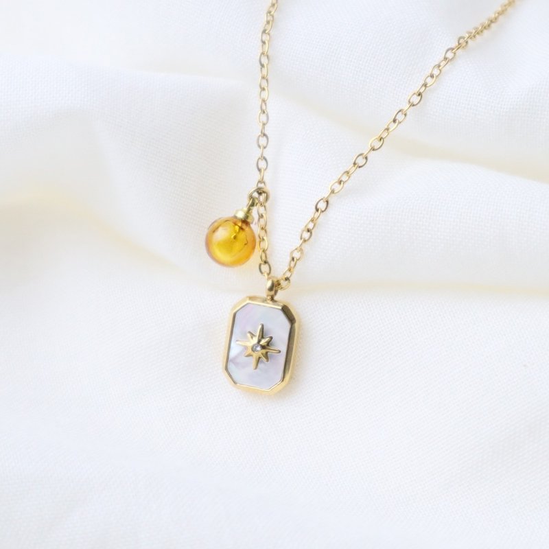 【ScentMûes森缪斯】天然母贝扩香项链-八芒星款(附绒布袋) - 项链 - 贝壳 