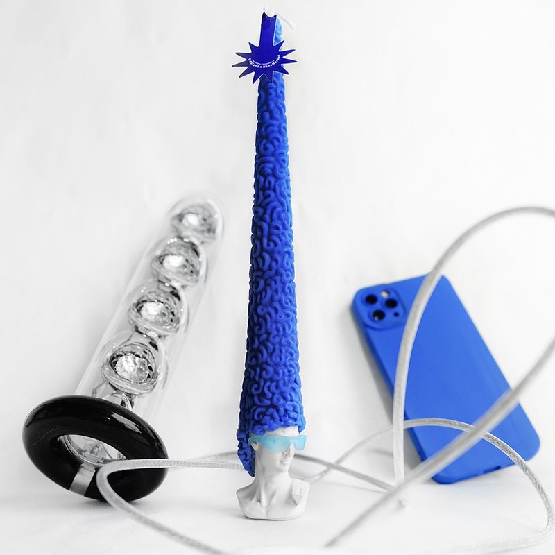 (Tony老师的) 大卫香氛蜡烛 (有戴眼鏡) 我太藍(難)了 - 蜡烛/烛台 - 蜡 蓝色