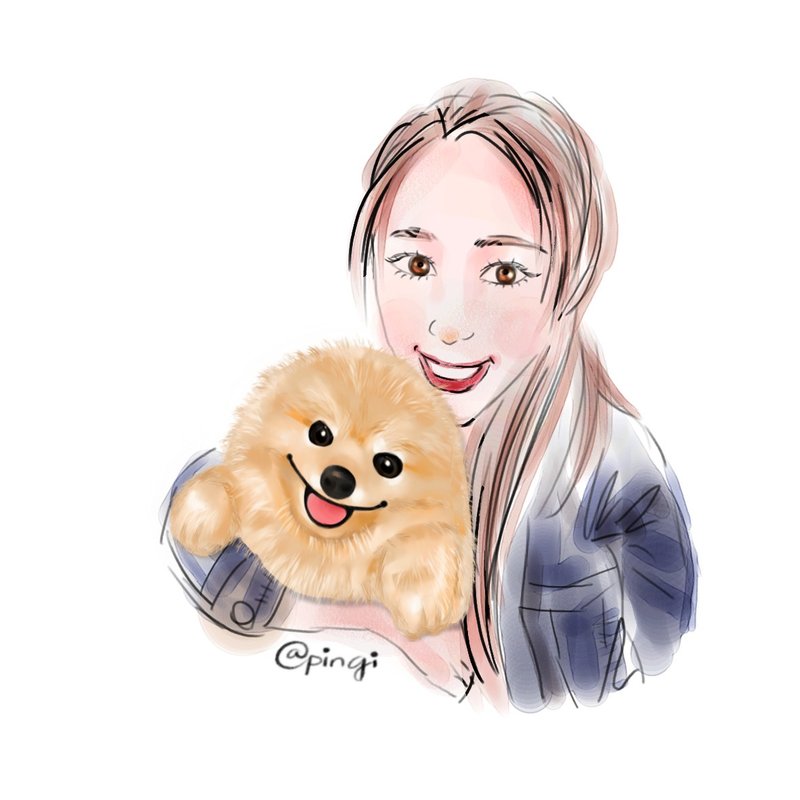 宠物画像肖像画似颜绘情侣画(博美/浪浪幼犬/Pomeranian松鼠狗 - 喜帖 - 其他材质 黄色