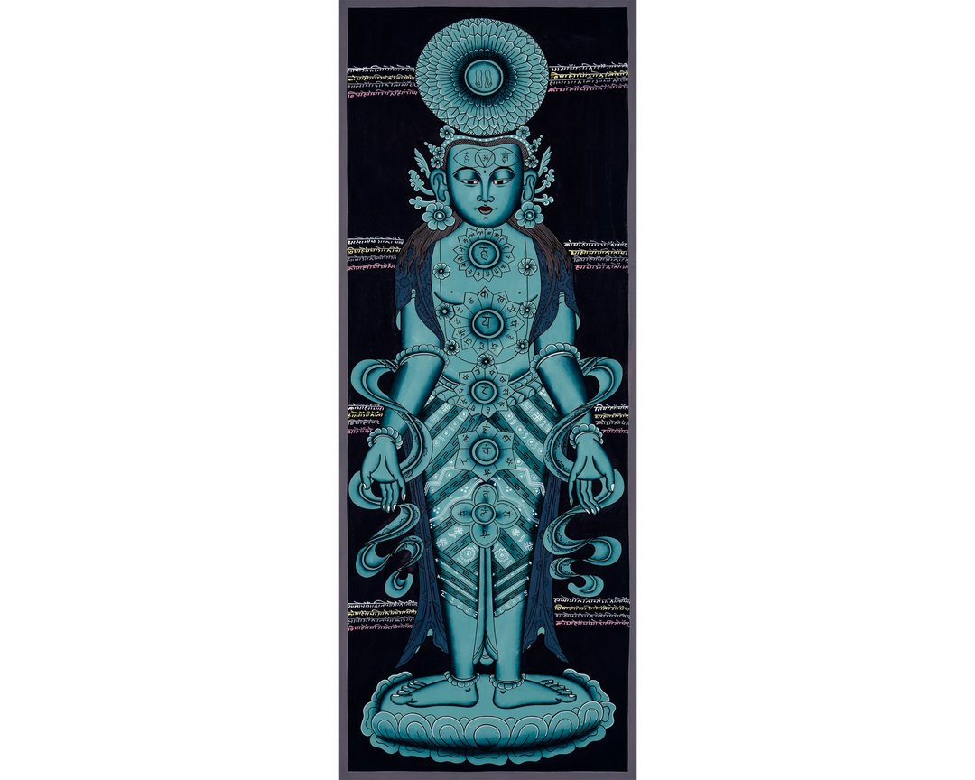 手绘七脉轮唐卡 — 西藏精神启蒙的象征 - 墙贴/壁贴 - 其他材质 多色