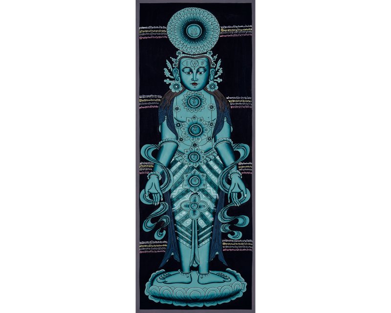 手绘七脉轮唐卡 — 西藏精神启蒙的象征 - 墙贴/壁贴 - 其他材质 多色